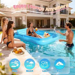 Inflatable Tanning Pool Lounger, 71″x48″ Tanning Bed Pool Floats w/Pillow & C…
