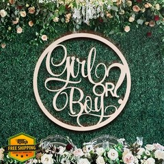 Qualiassu Wooden Gender Reveal Backdrop Sign