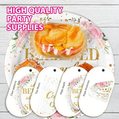 96Pcs Pink Graduation Decorations Class of 2026 Disposable Floral Congrats Grad