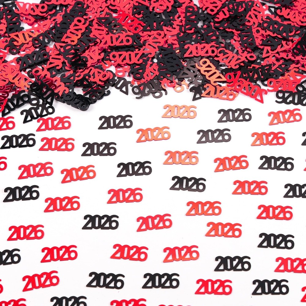 Black Red 2026 Confetti Graduation Table Centerpiece Grad Party Decorations