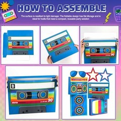 7 pcs Large 80s 90s Party Decorations – 3D Hip Hop Favor Set – Paper