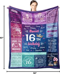 Cozy 16th Birthday Blanket – Ideal Fleece Gift for Girls, Lightweight & Compact
