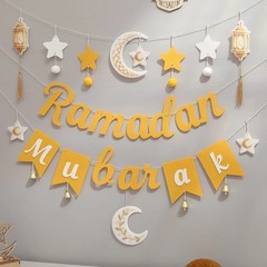 6X Eid Mubarak Hanging Pendant Ramadan Islam Muslim Party Decor Streamer Banner