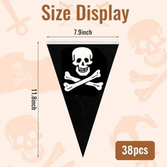 52.5 Ft Pirate Banner, Pirate Party Decorations Birthday Halloween Black