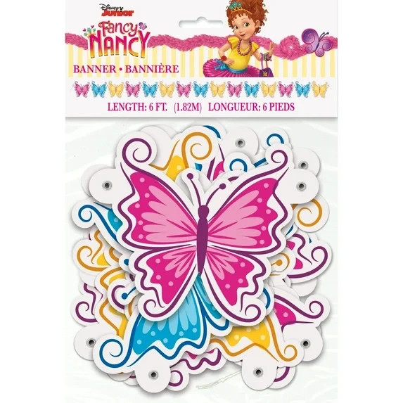 Unique Industries Fancy Nancy Butterfly Birthday Party Banner, 72″ x 5″