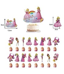 Super Mario Princess Peach Birthday Party Supplies Balloon Banner Cake Toppers