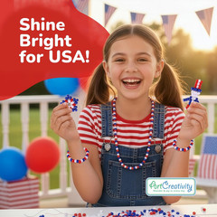 ArtCreativity 1000+ PCS Patriotic Beads Kit for Kids – Red White and Blue Plasti