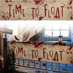 Watayo 71″ x 20″ Halloween Bloody Banner Yard Sign- Burlap Horror A style