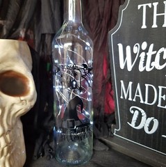 Halloween Light Up Bottle Home Decoration White Wire Lights Witch Hat Decal Boo