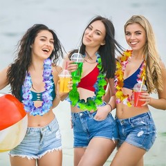24Pcs Hawaiian Leis for Luau Party Decor, Colorful Flower Necklace,Tropical H…