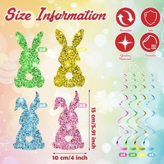32 PCS Easter Bunny Glitter Hanging Swirl Ceiling Streamer Decor Set