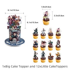 Anime Demon Slayer Birthday Party Decorations,Balloon Banner Cake Toppers Set