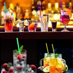 500 Pcs Colorful Disposable Drinking Plastic Straws.(0.23» diameter and 8.26…