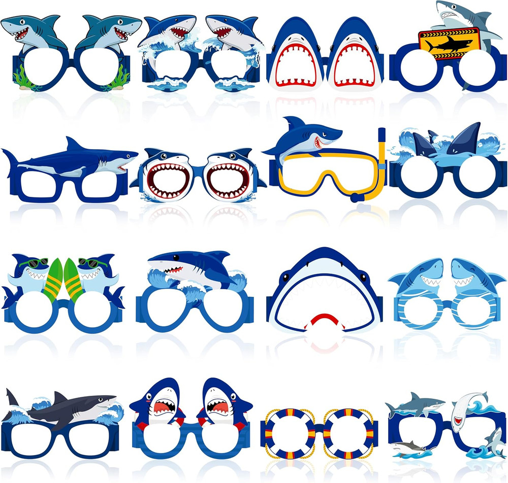 64Pcs Shark Paper Glasses Party Decorations for Adults Bulk, under the Sea Ocean