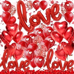 Valentines Day Decorations – 50+ Pcs Luxury Romantic Set with 3 Script LOVE Ball