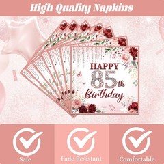 85th Birthday Decorations for Women, 96PCS Burgundy Birthday Party Disposable…