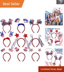Comfortable 9PCS American Flag Headbands for Fun July 4th Celebrations