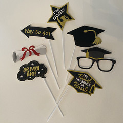 Spritz Graduation Card Box Black with Gold Tassel Photo Props Table Party Decor