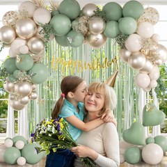 Sage Green Birthday Party Decorations with Happy Banner