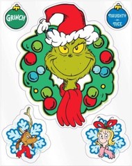 Grinch Stole Christmas Seuss Winter Holiday Party Window Cling Decorations
