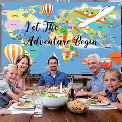 Let The Adventure Begin Backdrop Banner with 70.8″X43.3″, Adventure Awaits Bon V