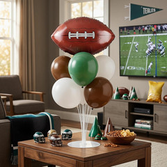 Football Party Balloons Stand Kit 2 Sets, Rugby Ball Foil Balloon Table Centerpi