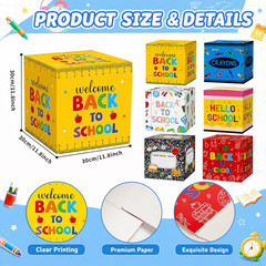 6 Pcs Back to School Decoration Boxes Set First Day of School Balloon Block Deco