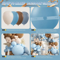 412Pcs Dusty Blue and Brown Balloon Arch Kit, 5 10 12 18Inch Bear Baby Shower De