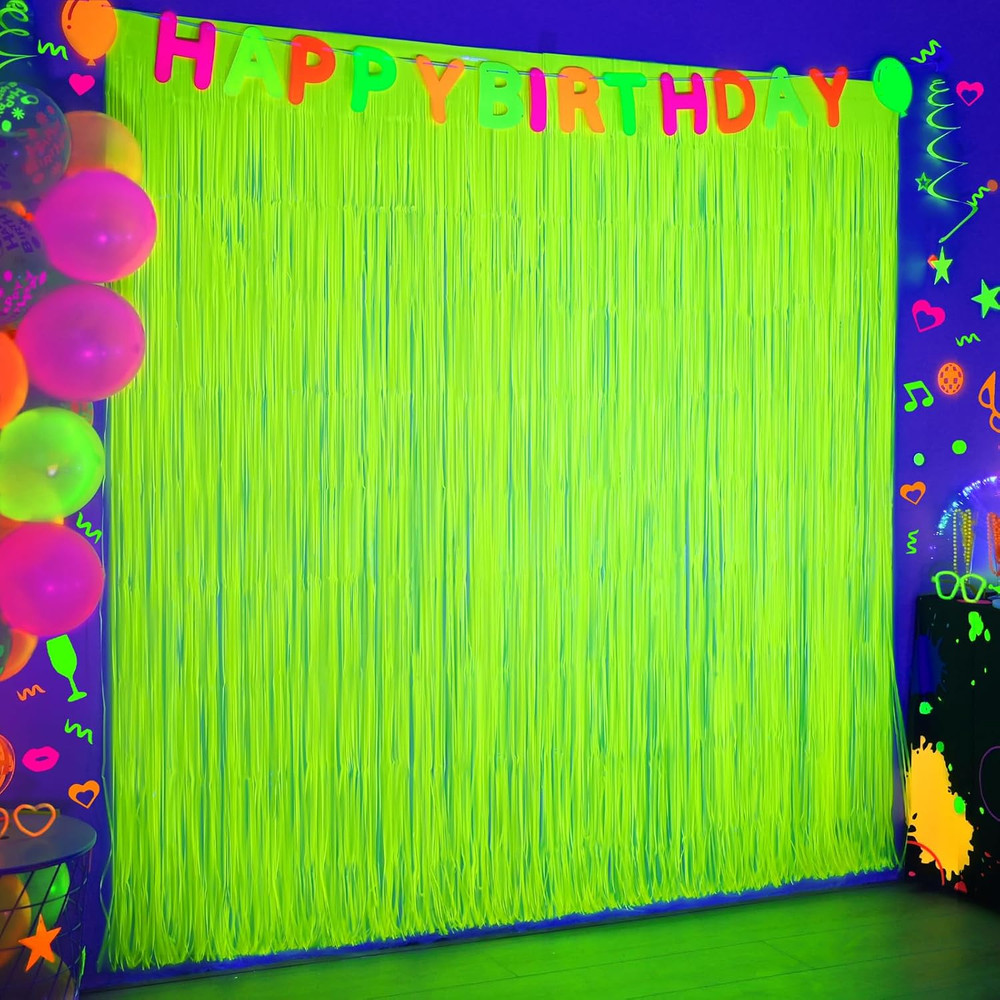 Mega-L Glow in the Dark Party Supplies, Neon Party Decorations, 2 Pack 6.6X6.6 F