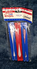 Holiday Patriotic July 4th 3 Paper Fan, 3 Set of Neckalece and 3 Can Cooler Set.