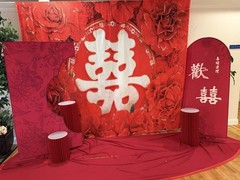 Large Chinese Wedding Backdrop Set Double Happiness Red Floral Photo Booth