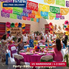 DomeStar Mexican Party Decoration, 18 Feet Plastic Papel Picado Fiesta Banner Ci