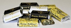 70th Birthday Miniatures Candy Bar Wrapper, (Set of 60) CANDY NOT INCLUDED