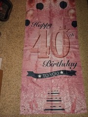 Happy 40th Birthday Banner Flag 4 Ring Grommet Party Decoration Pink 68 In Long