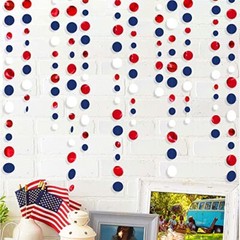 46 Ft Navy White Circle Dots Garlands Royal Hanging Paper Polka Dots Blue Red
