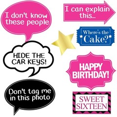 16th Birthday Photo Booth Props – 40 Various,