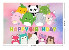 Squishmallow Background Birthday Decorations – Banner Backdrop (5x3ft)