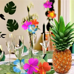 Authentic 60 Pcs Tropical Hibiscus & Palm Leaves for Summer Celebrations