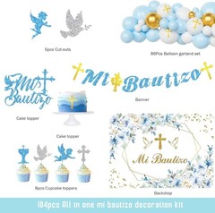Baptism Christening Party Decor Blue Gold
