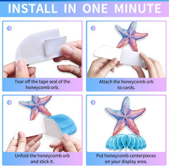 Mermaid Party Decorations, 12 Pcs Ocean Theme Table Decoration Set with under t
