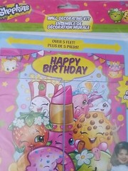 New 6ft x 5ft Shopkins Birthday Party Scene Backdrop Mural Wall Decorating Kit