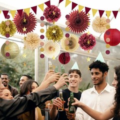 Maroon Gold Graduation Decorations 2026 Burgundy and Gold Party Decorations P…