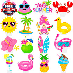 Hello Summer Cupcake Toppers Hello Summer Birthday Decorations Beach Pool Party