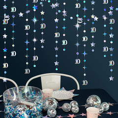 Iridescent 10Th Birthday Decorations Number 10 Circle Dot Twinkle Star Garland M
