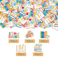 200 PCS Book Theme Confetti Groovy Hippie Paper Double Sided School Decor