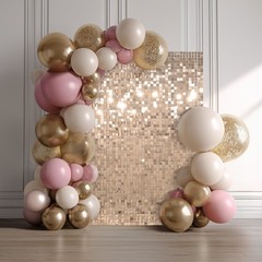 24 Pcs Shimmer Wall Backdrop Panels Square Sequin Photo Champagne Gold 4×6 Ft
