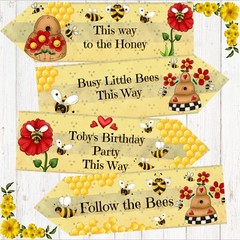 Set of 4 Personalised Busy Bumble Honey Bee Party Decoration Arrows