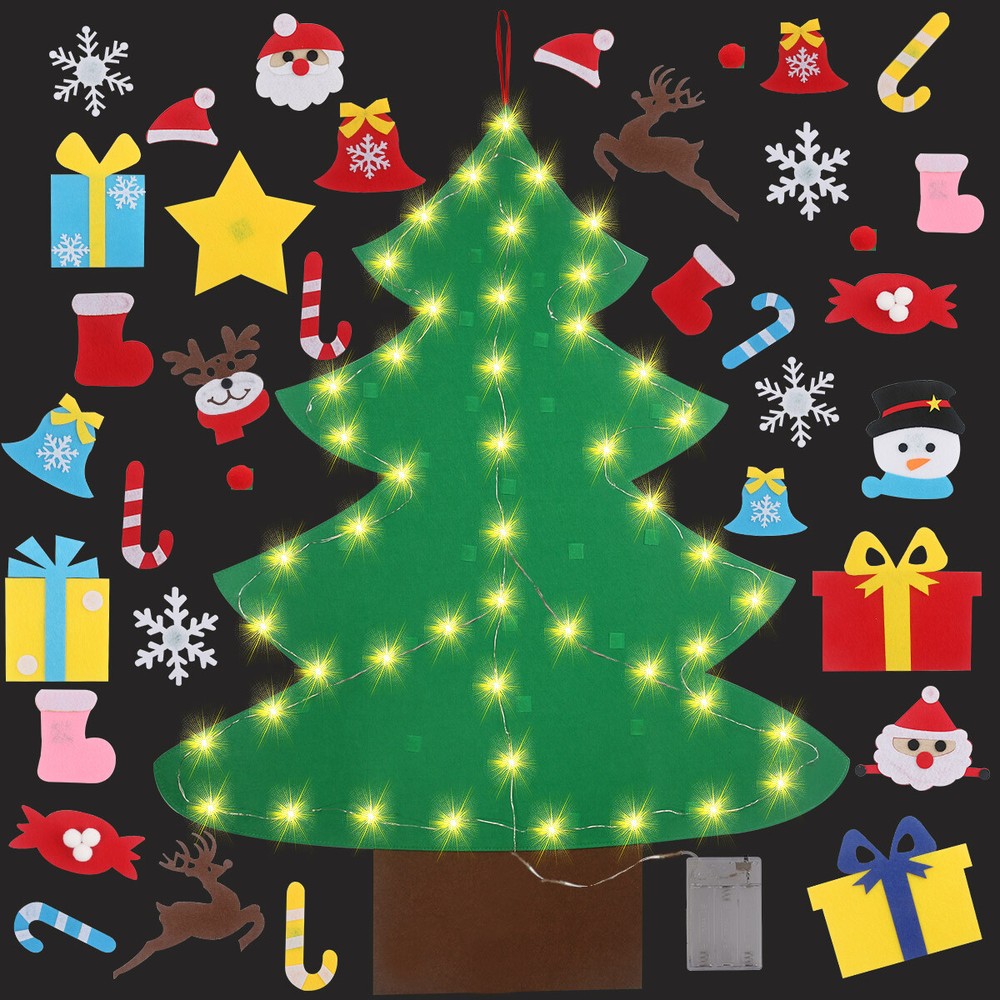 4FT DIY Felt Christmas Tree w/ 36pcs Ornaments 5M 50LED Warm White String Lights