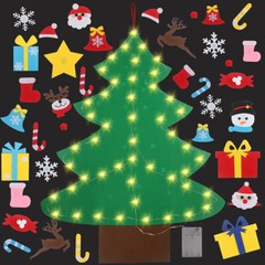 4FT DIY Felt Christmas Tree w/ 36pcs Ornaments 5M 50LED Warm White String Lights
