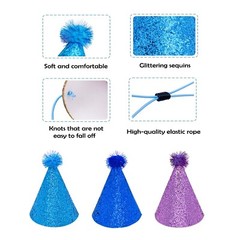 Party Hats Happy Birthday Hat Reusable Cone Birthday Party Hat with Pom Poms …